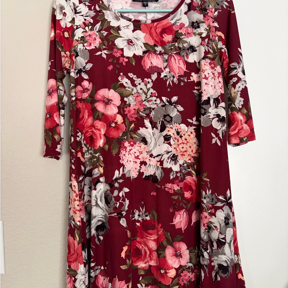 Floral Burgundy Dress